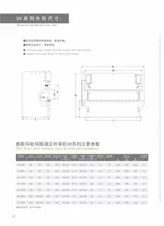 奥斯玛SH系列油电混合折弯机核心参数全景图，突出混合伺服驱动系统在重型钣金加工中的高效低耗优势，助力制造业用户快速评估设备性能。