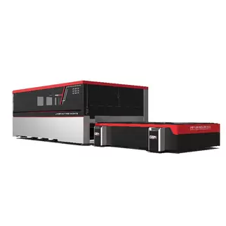 奥斯玛FL-4015光纤激光切割机智能加工实拍，展示工业级金属板材切割设备核心性能，4m×1.5m大幅面加工范围搭载±0.02mm定位精度，诠释高端装备制造领域高精度金属加工解决方案