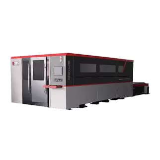 奥斯玛FL-4020光纤激光切割机智能加工实拍，展示工业级超大幅面金属板材切割设备，4m×2m加工范围搭载±0.02mm定位精度，诠释高端装备制造领域高功率密度金属加工解决方案